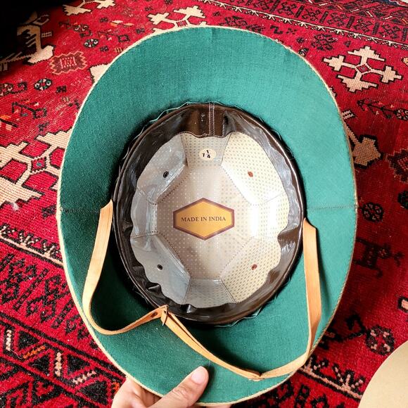 Vintage Safari Khaki Hats Helmets Green - Picture 3 of 9